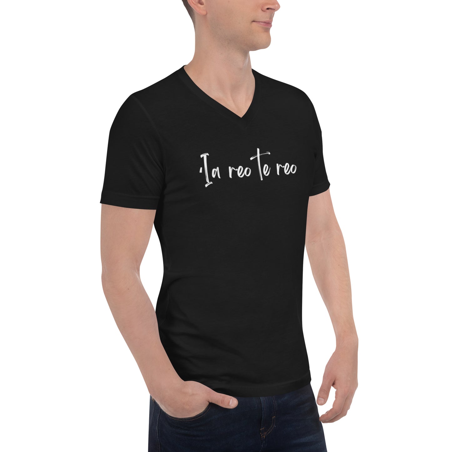 ʻIa reo te reo - Unisex Short Sleeve V-Neck T-Shirt